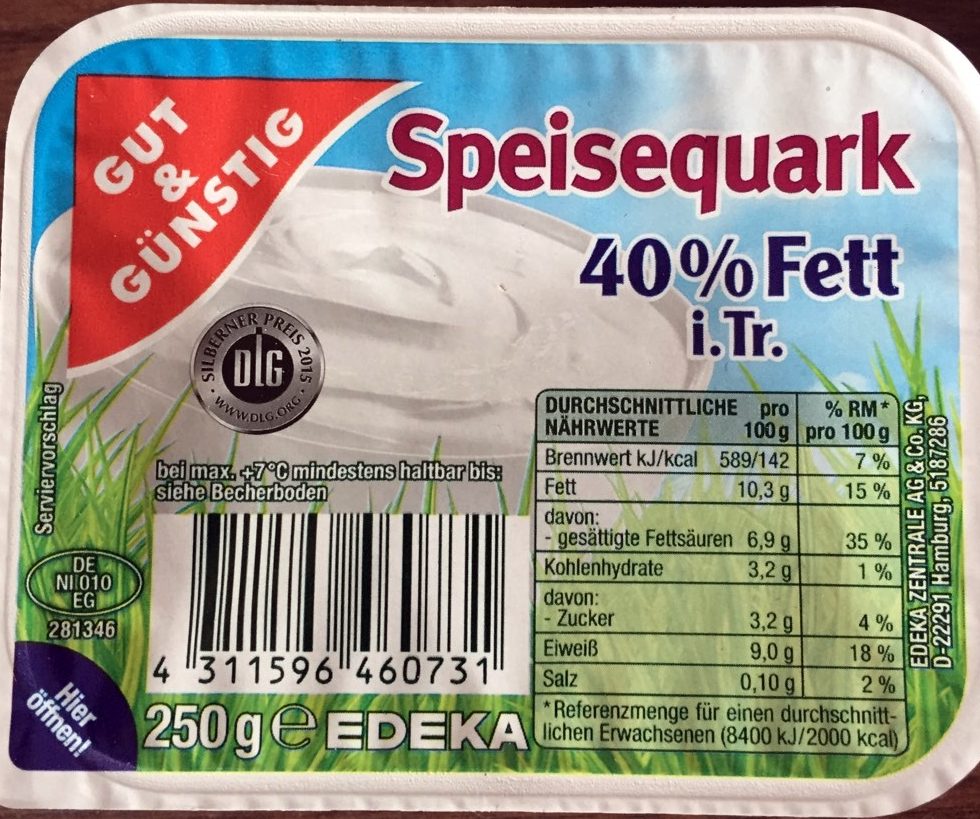Speisequark 40% Fett i. Tr. - Producto - de