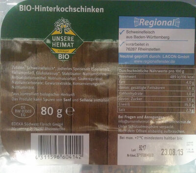 Bio Hinterkochschinken - Ingrediënten - de