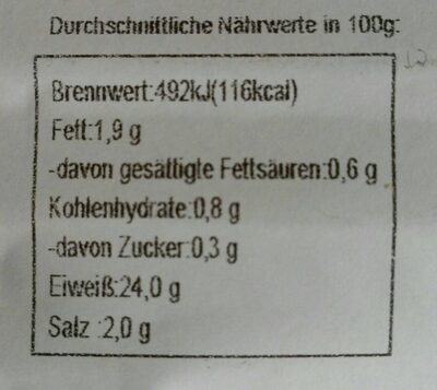 Deutsches Corned Beef - Nährwertangaben - en