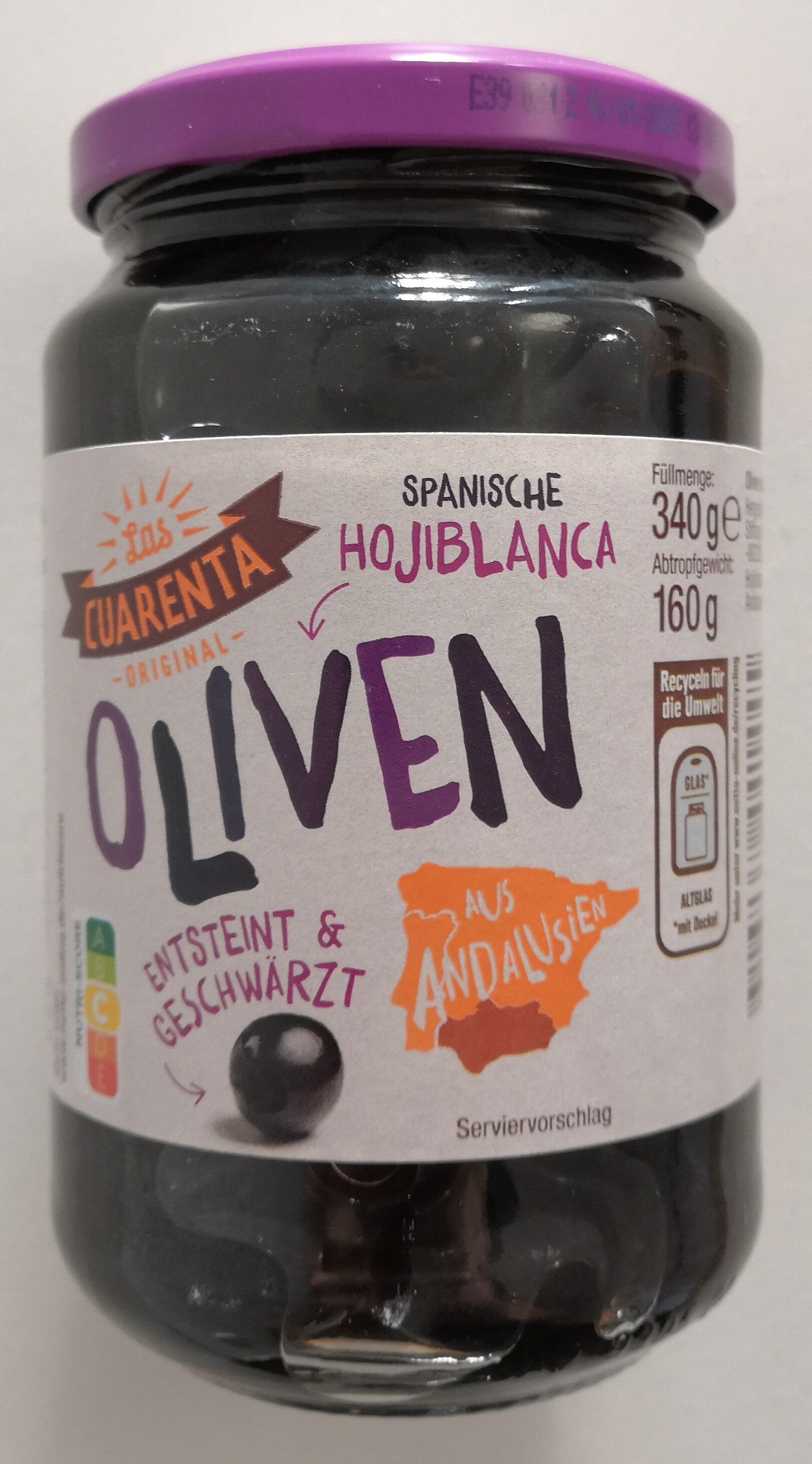 Spanische Hojiblanca Oliven, entsteint & geschwärzt - Produkt - de