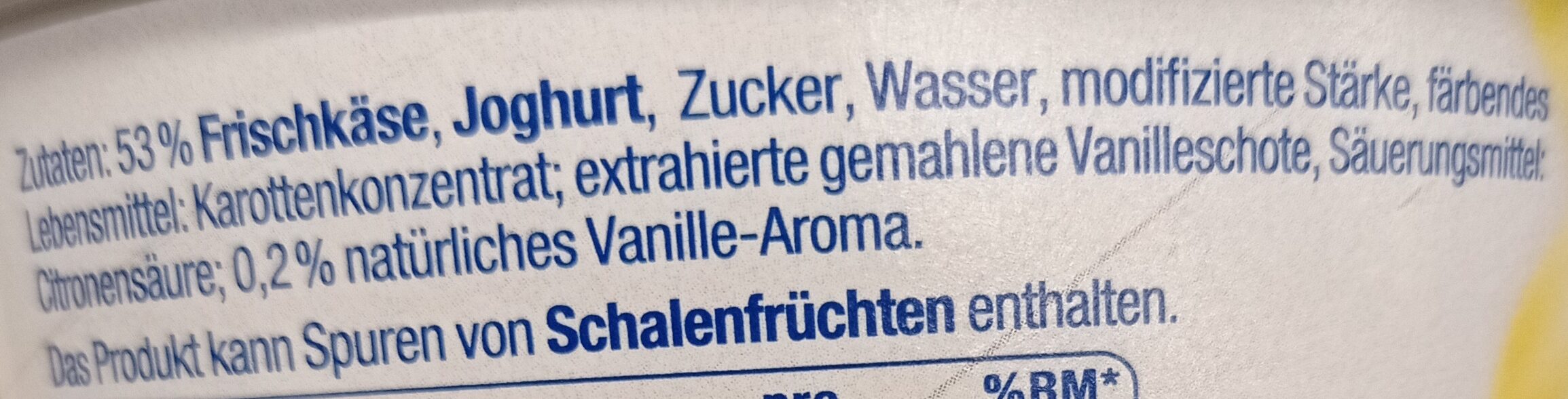Quarkiger Genuss Vanille - Zutaten