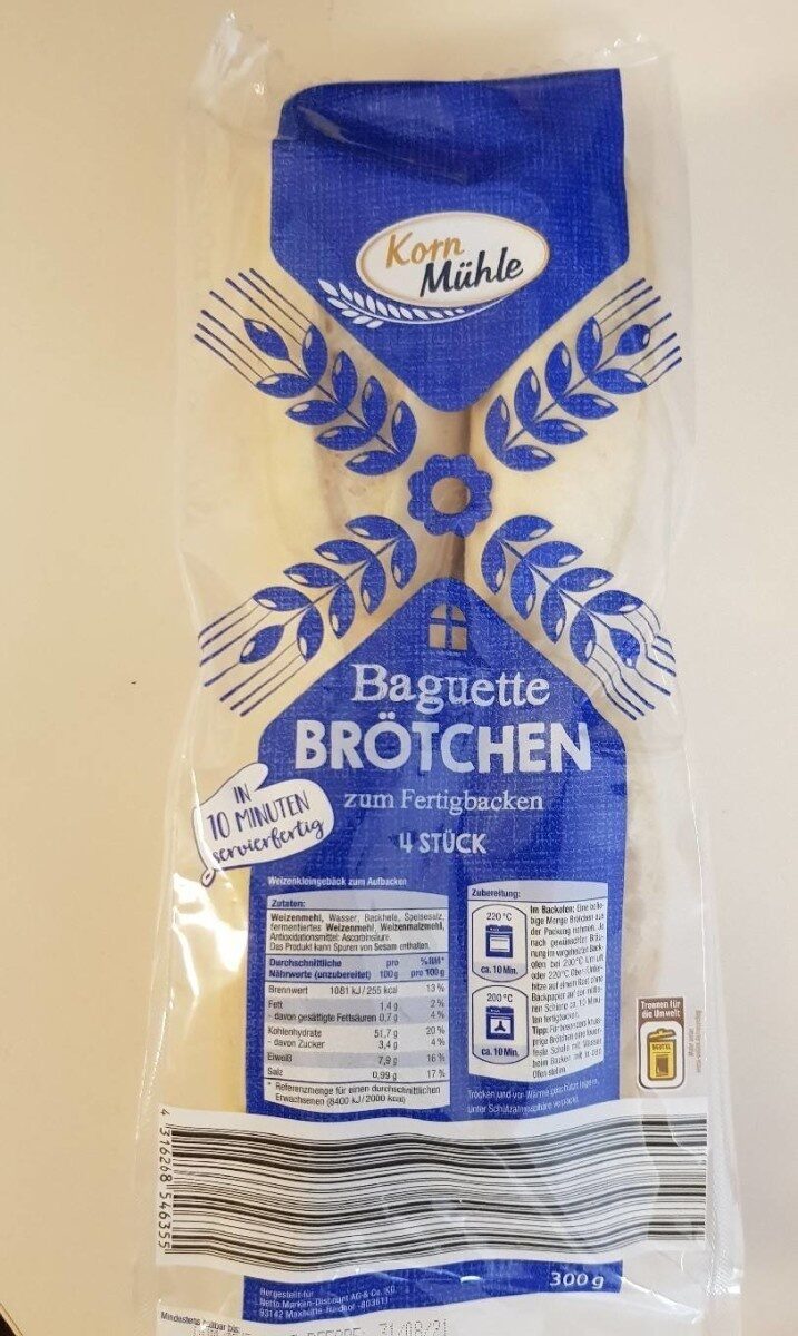 Baguette Brötchen - Nährwertangaben