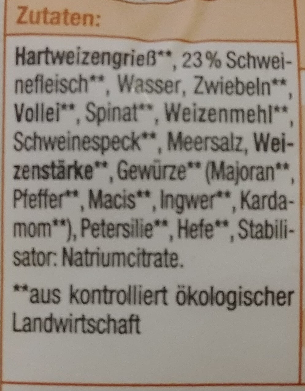 Schwäbische Maultaschen - Ingredients - de