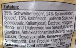 Hofmaier Leberwurst mit Kalbfleisch - Ingrédients - de