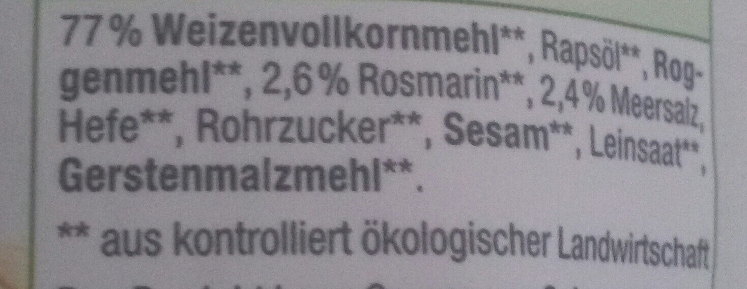 Mini knäcke Snack Rosmarin - Ingredients - de