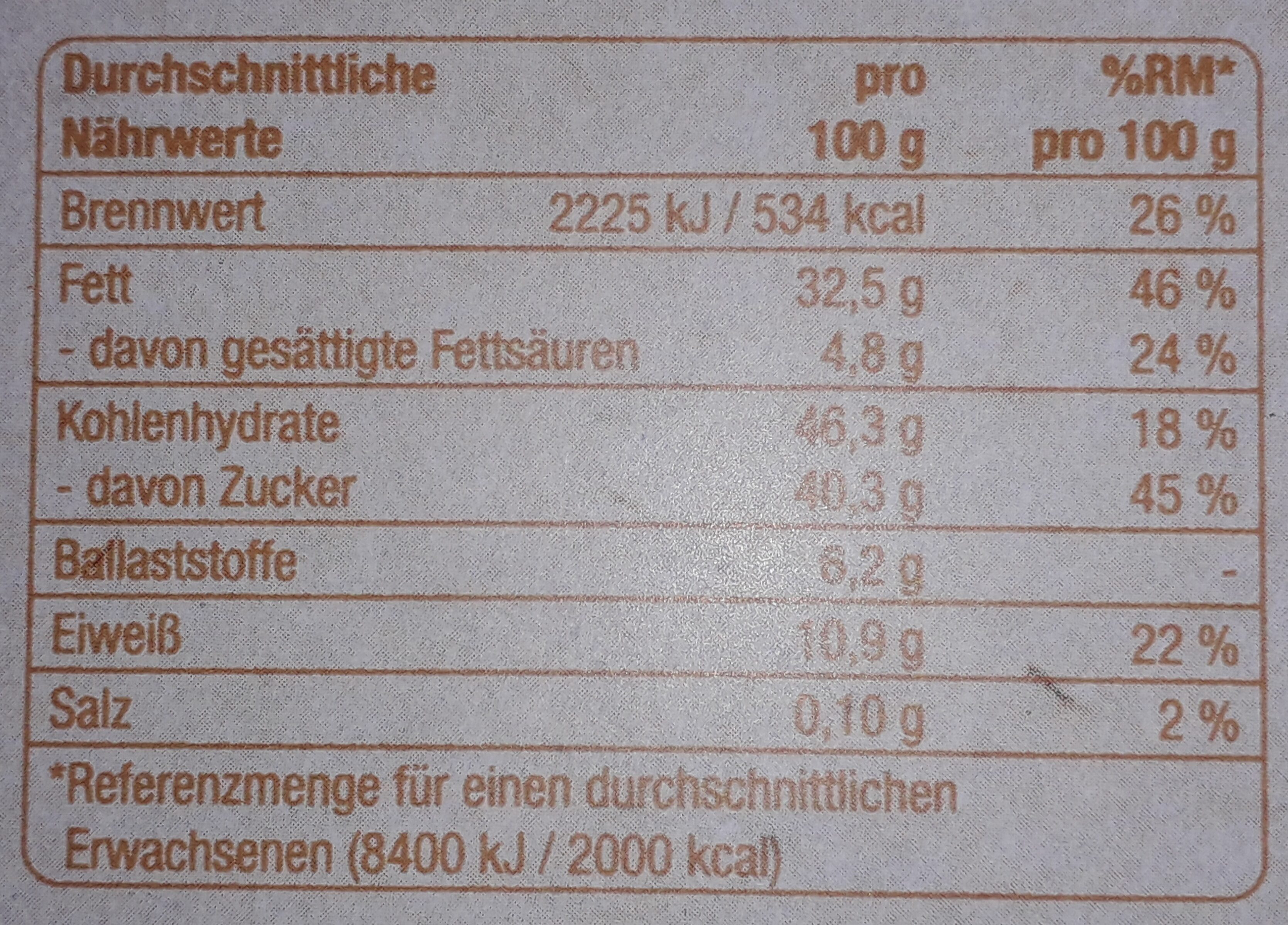 Knusper Riegel - Sesam - Nutrition facts - de