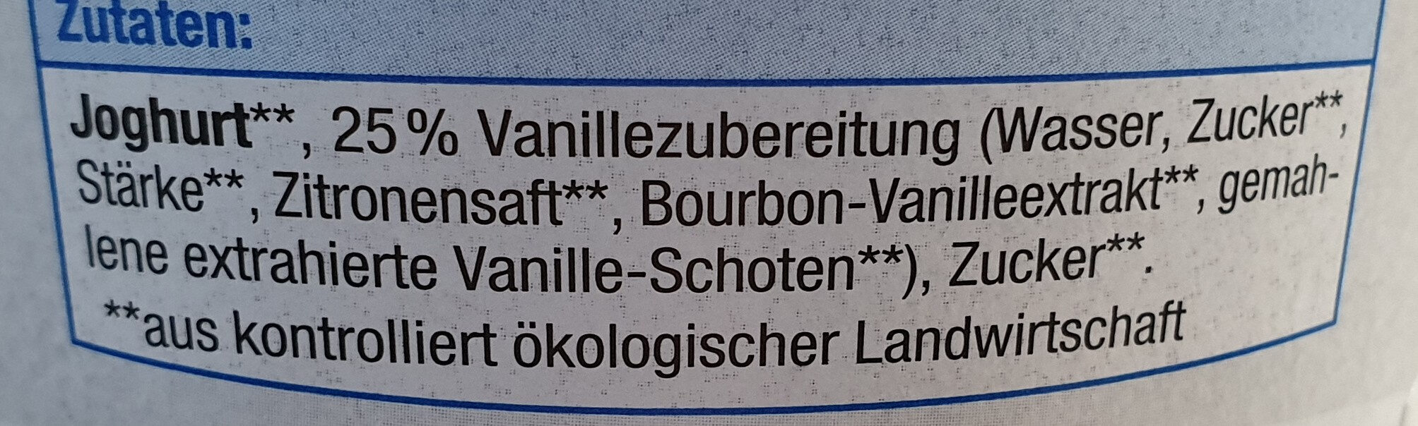 Vanille Joghurt - Ingredients - de