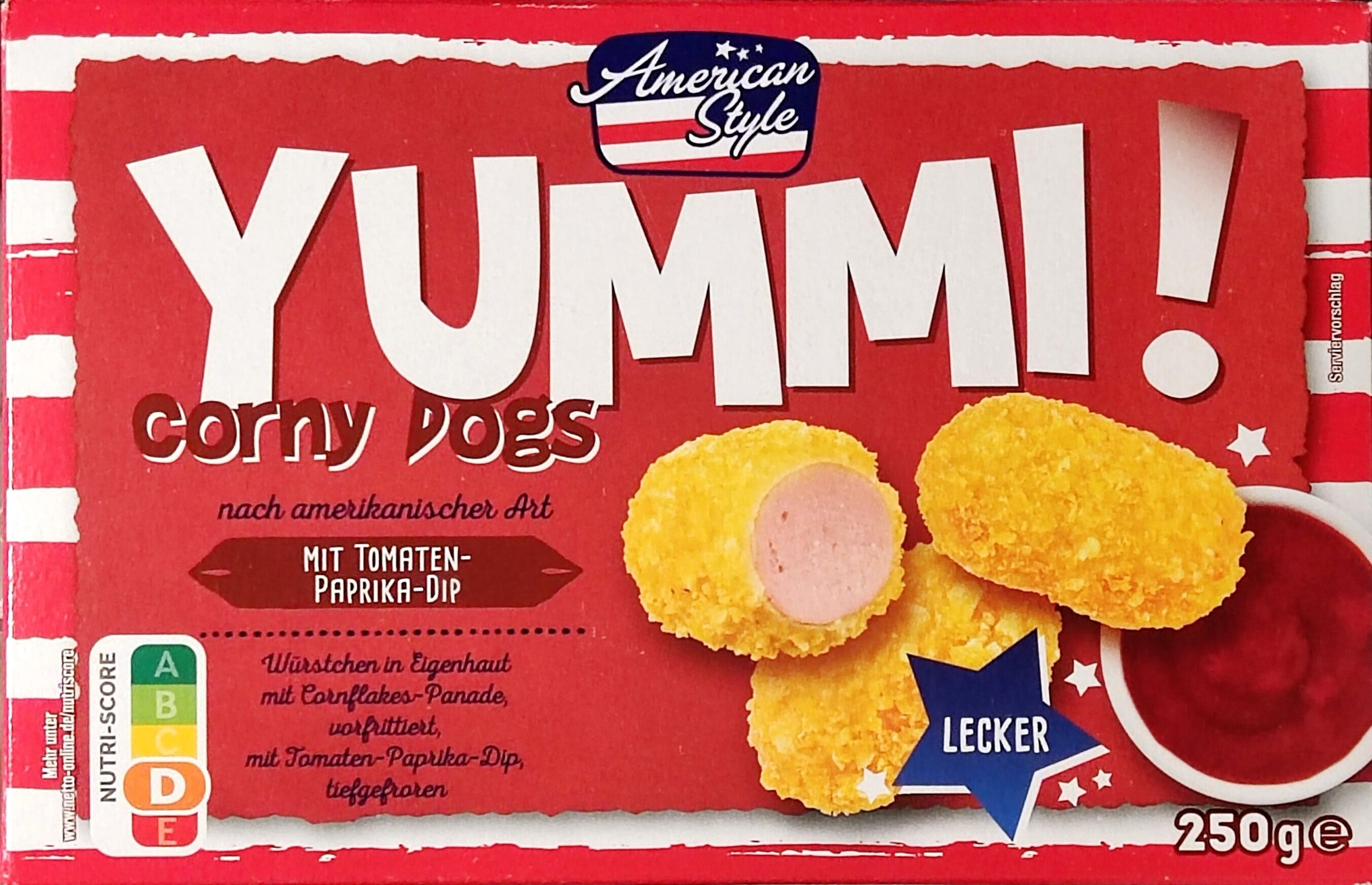 Yummi - Corny-Dogs mit Tomaten-Paprika-Dip - Produkt