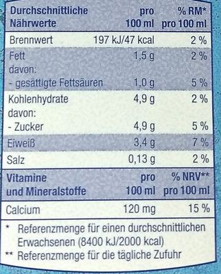 Fettarme H-Milch - Tableau nutritionnel - de
