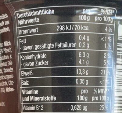 High Protein Joghurterzeugnis Pfirsich Maracuja - Nutrition facts