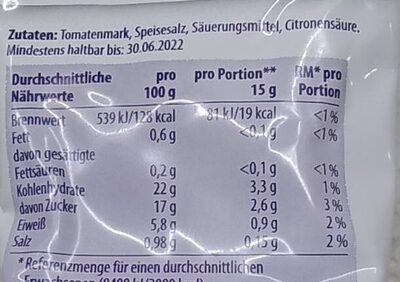 Italienisches Tomatenmark - Valori nutrizionali - de