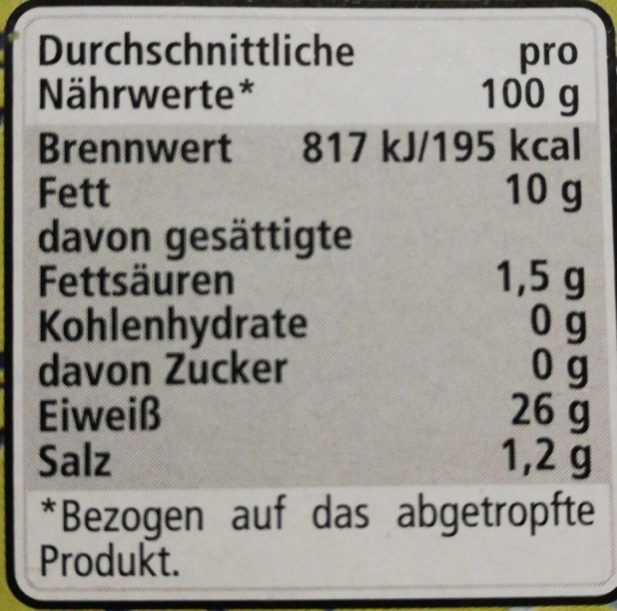 Thunfisch filets - Voedingswaarden - de