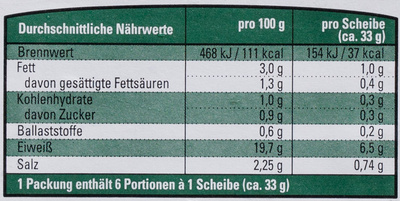 Delikatess Kochhinterschinken - Nutrition facts - de