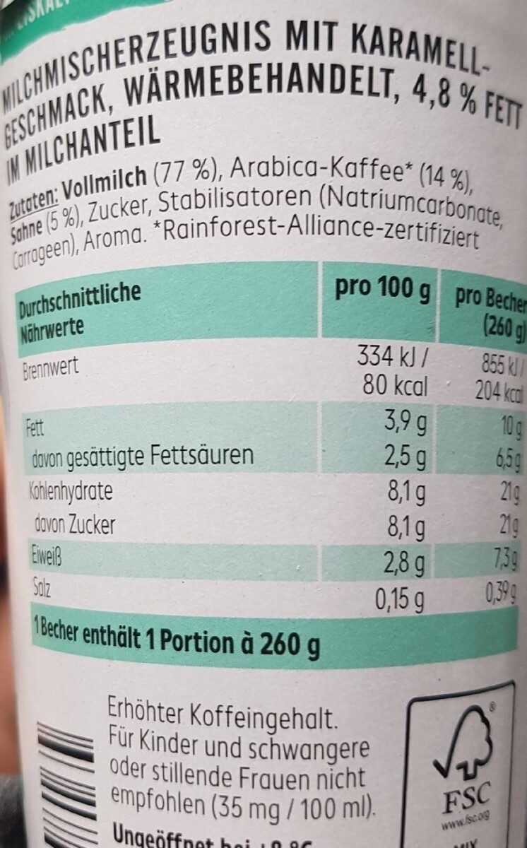 Latte Macchiato - Nutrition facts - fr