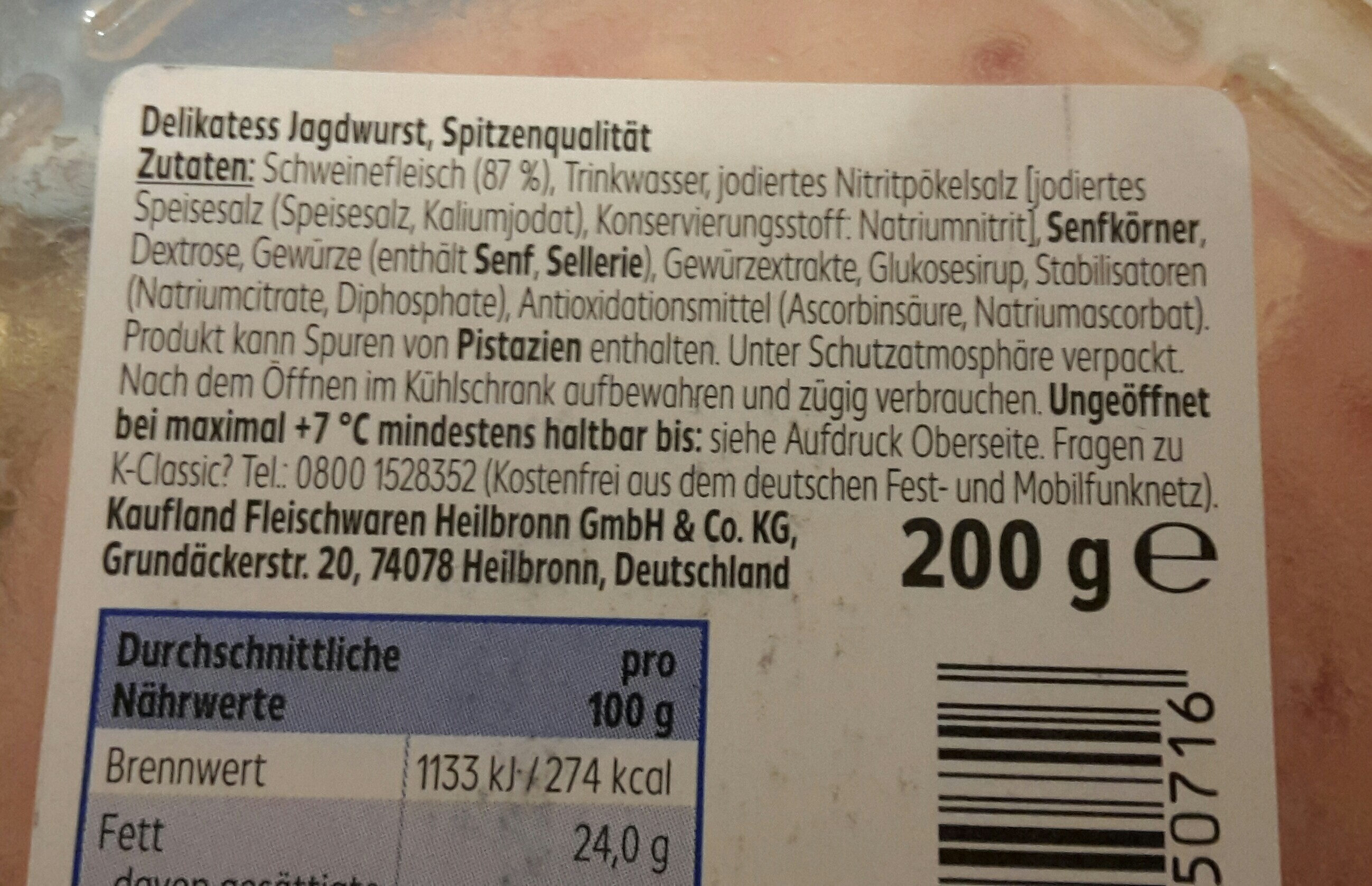 Jagdwurst - Ingredients - de
