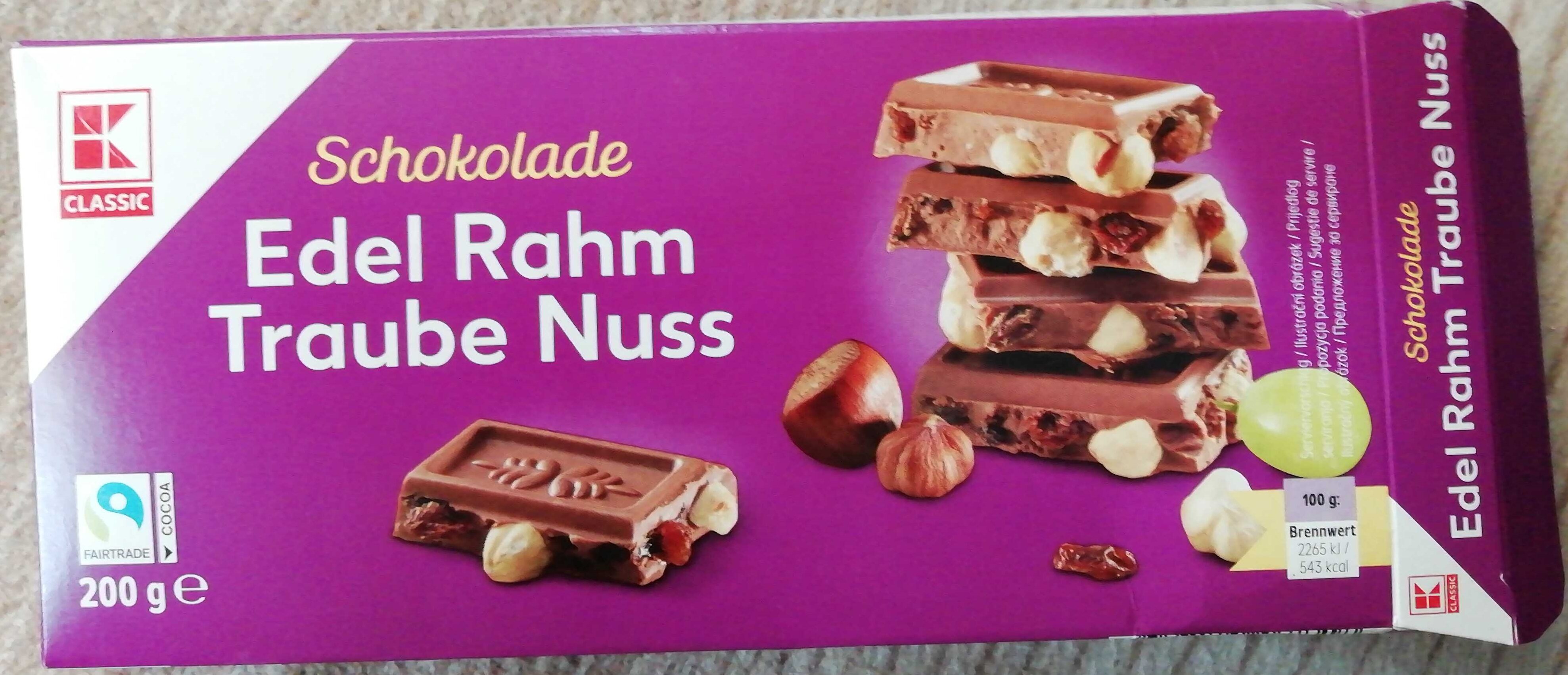 Schokolade Edel Rahm Traube Nuss - Produkt
