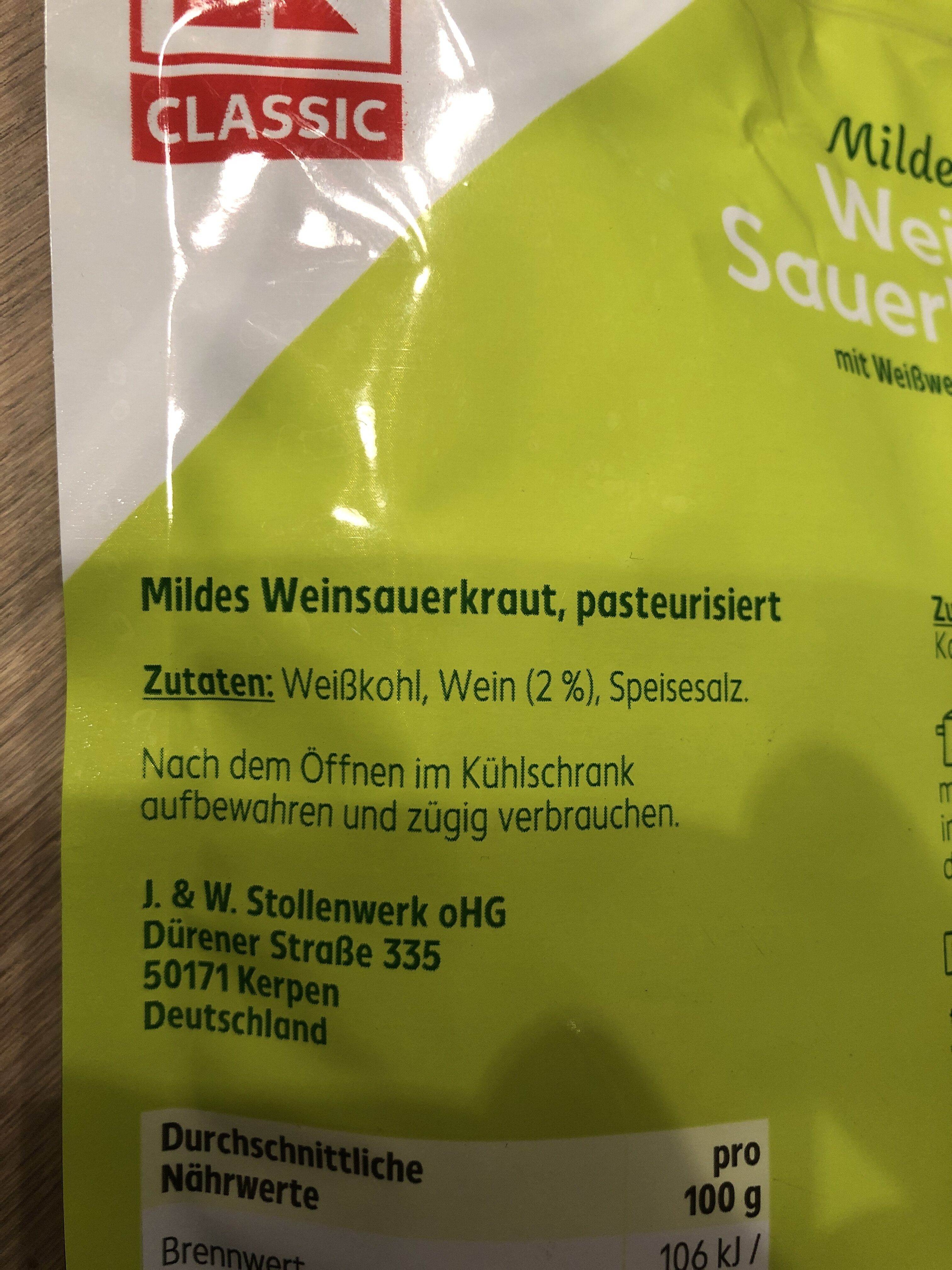 Wein - Sauerkraut - Zutaten
