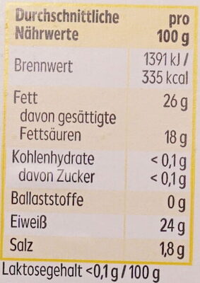 Butterkäse mild in Scheiben - Nutrition facts - de