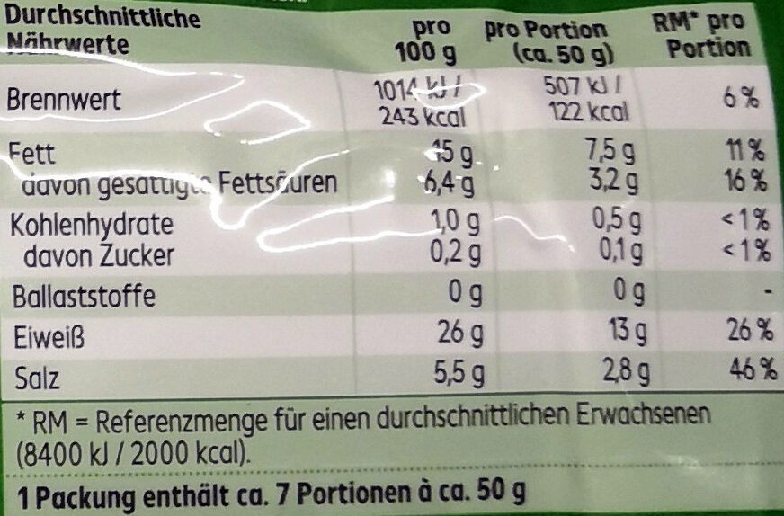 Schwarzwälder - Nutrition facts - de
