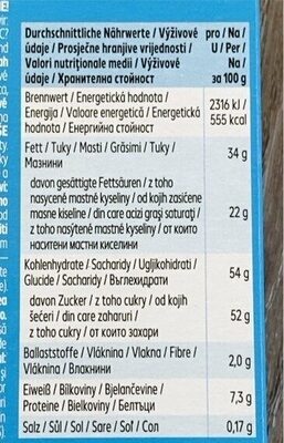 Vollmilch Raspelschokolade - Nutrition facts