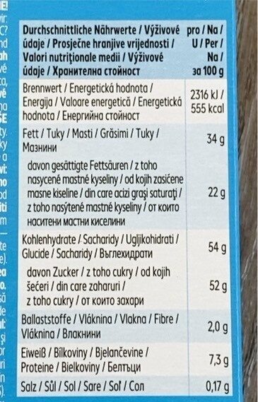 Vollmilch Raspelschokolade - Nutrition facts - de