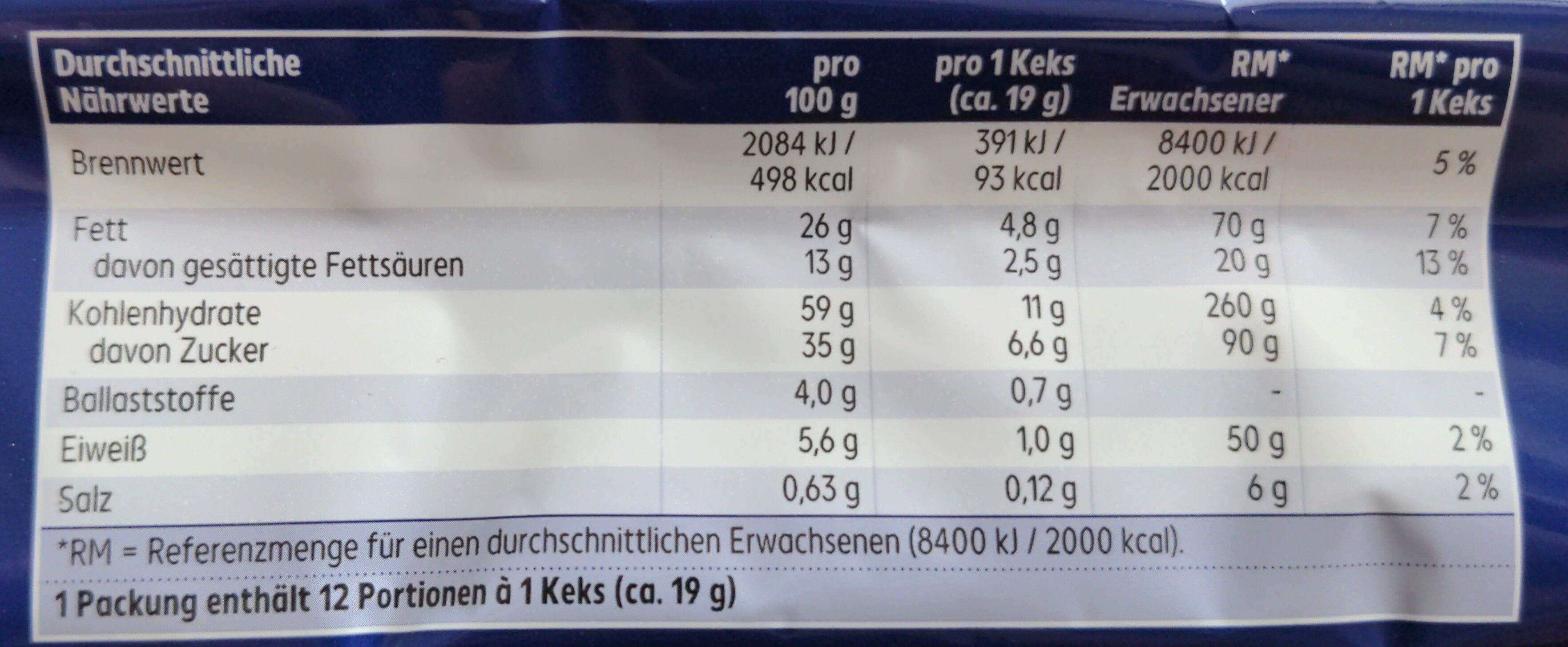Chocolate Cookies American Style - Nutrition facts - de
