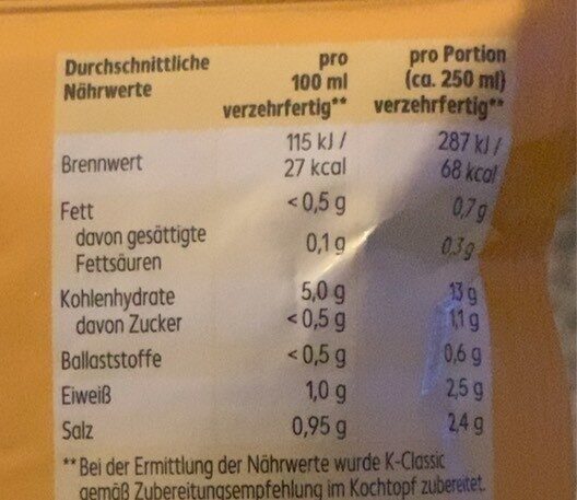Suppe - Buchstabensuppe - Nutrition facts - de