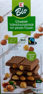 Schweizer Vollmilchschokolade mit ganzen Nüssen - Produkt