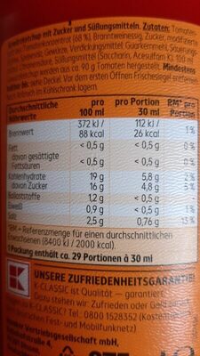 Gewürzketchup - Nutrition facts