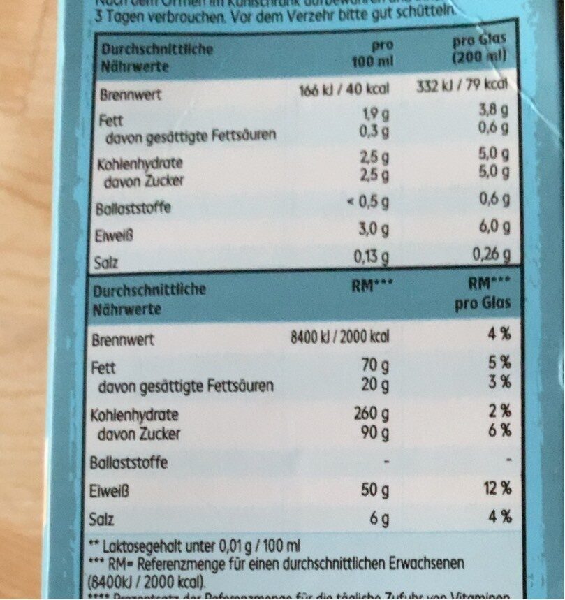 K-take it veggie Bio Sojadrink gesüßt - Nutrition facts - de