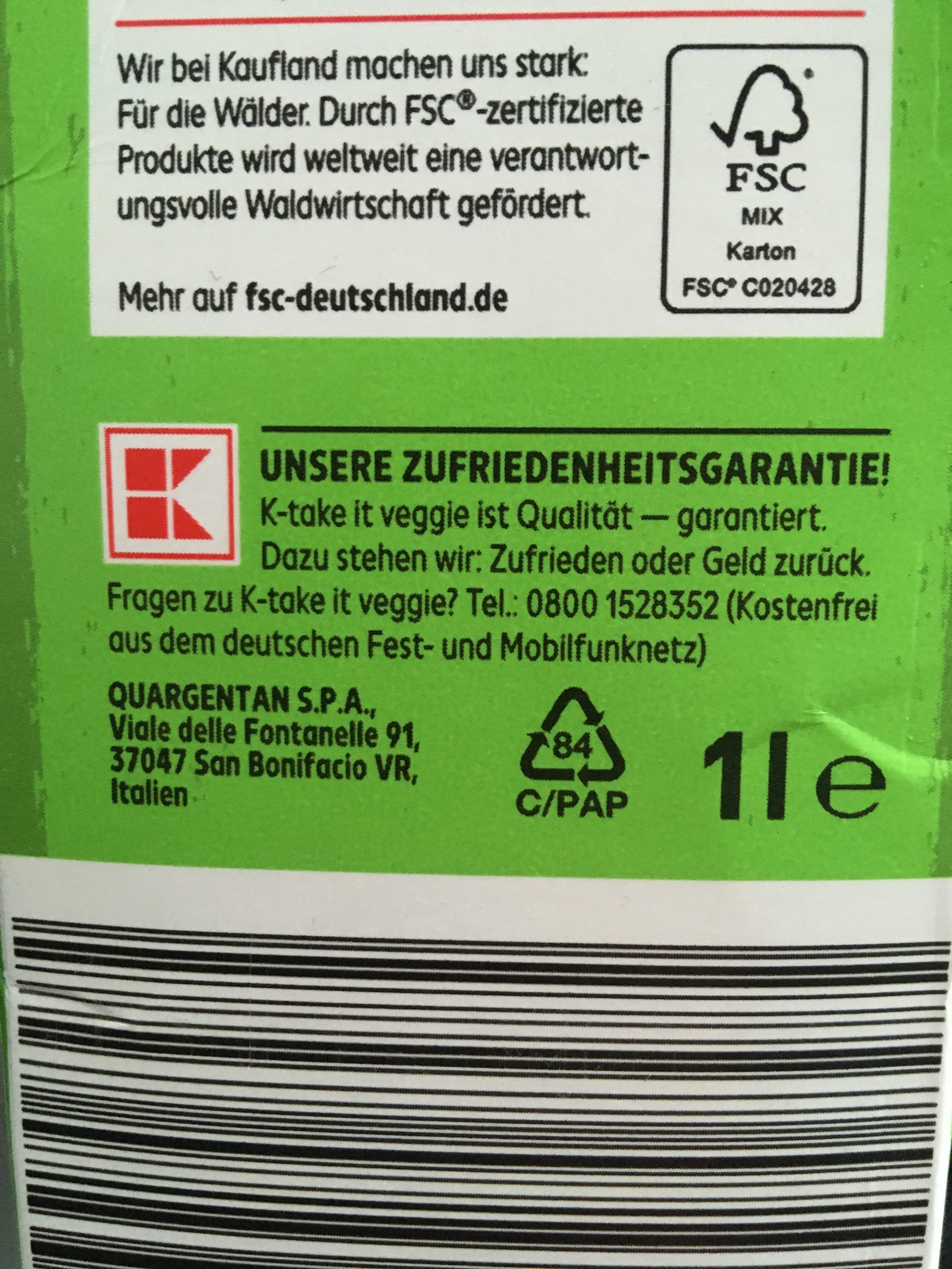 K-take it veggie Bio Reisdrink - Wiederverwertungsanweisungen und/oder Verpackungsinformationen