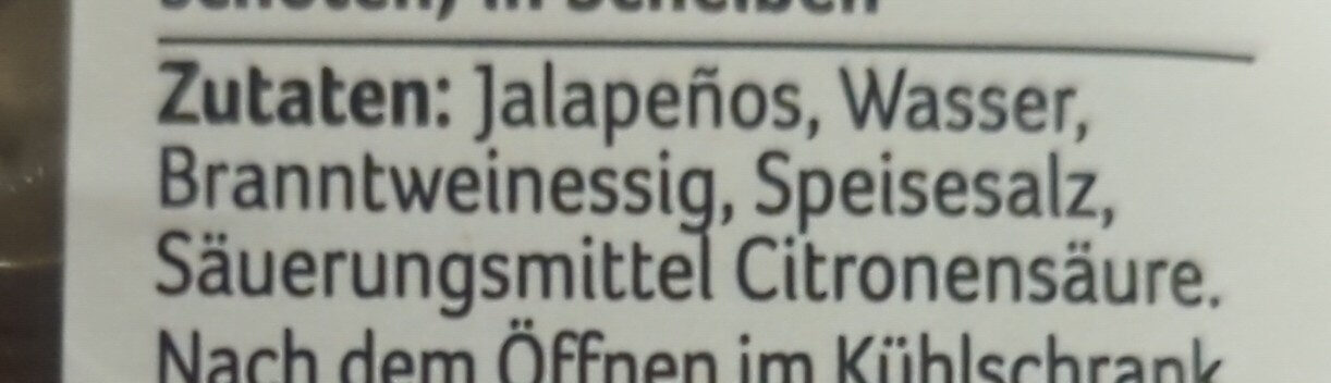 Jalapenos Gemuese in Scheiben - Ingrediënten - de
