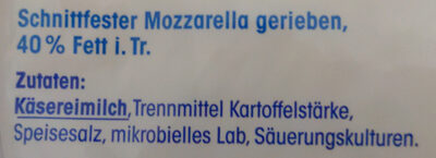 Geriebener Mozzarella - Zutaten