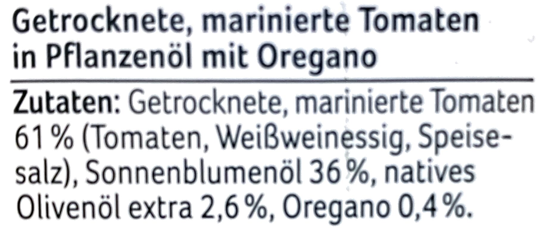 Getrocknete Tomaten in Öl mit Oregano - Zutaten