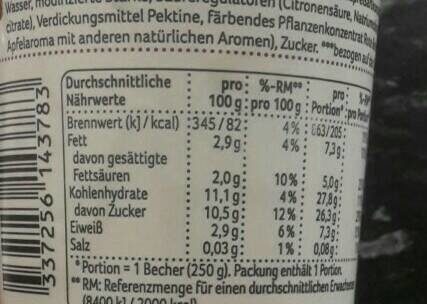 Joghurt Apfel-Granatapfel - Tableau nutritionnel