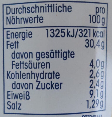 Feiner Brotaufstrich Ei-Schnittlauch - Información nutricional - de