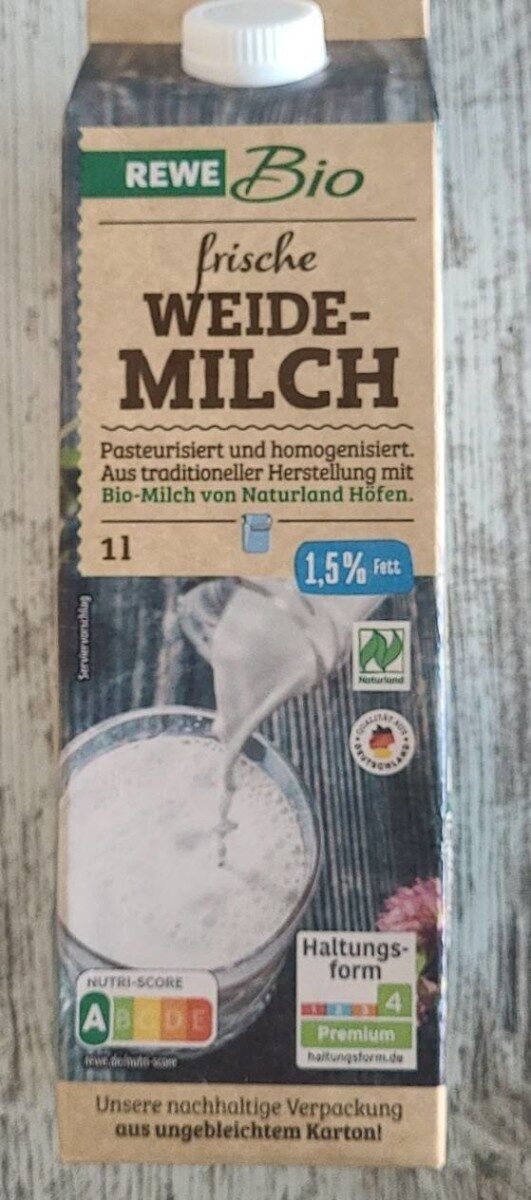 Rewe Bio frische Weide-Milch - Produit - de
