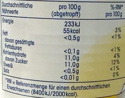 Ananas ganze Scheiben - Nutrition facts - de
