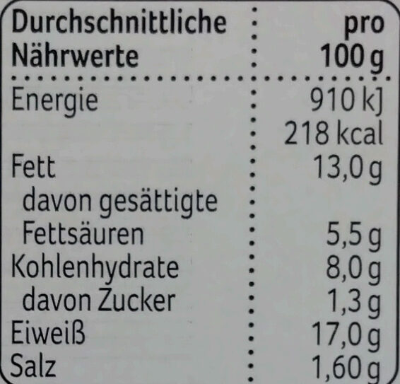 Rindfleisch Frikadellen - Información nutricional - de