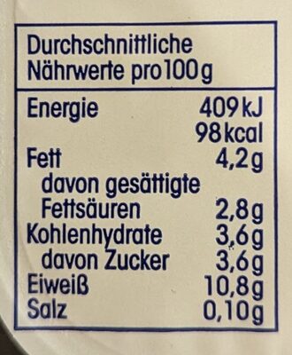 Speise Quark 20% Fett - Nutrition facts - de