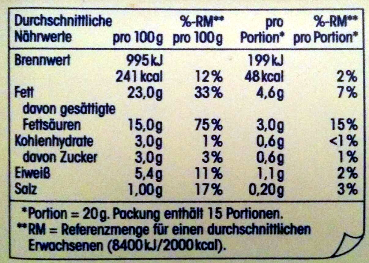 Kräuter Frischkäse - Nutrition facts - de