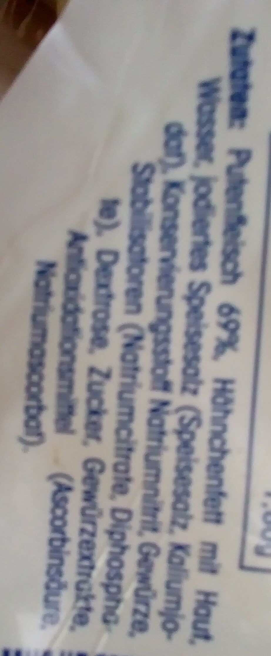 Geflügelfleischwurst - Ingrédients - de
