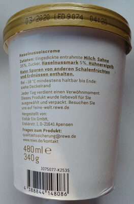 Haselnuss Eiscreme - Ingredients - de