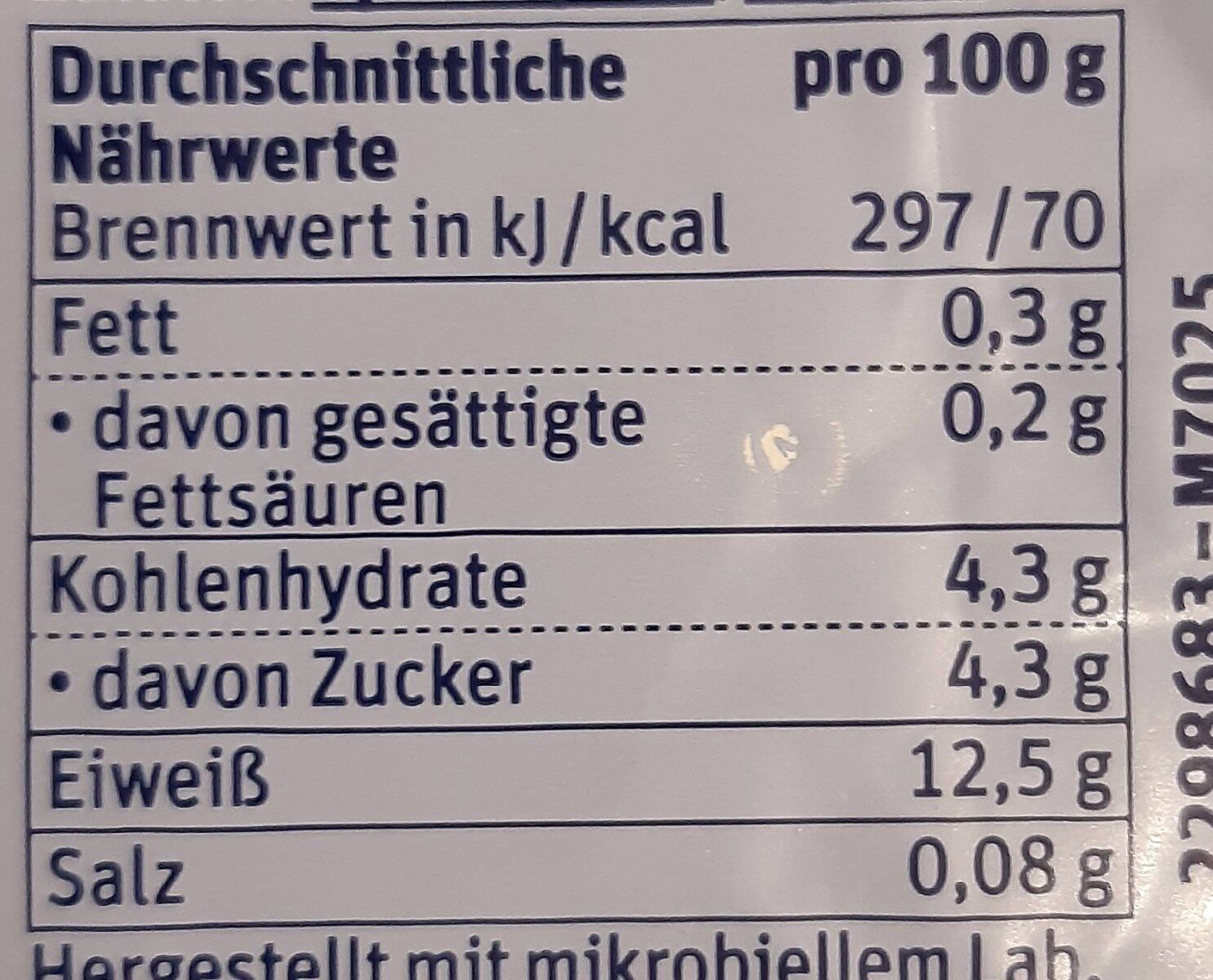 Speisequark Magerstufe - Nutrition facts - de