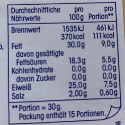 Gouda Jung Am Stück - Nutrition facts - de
