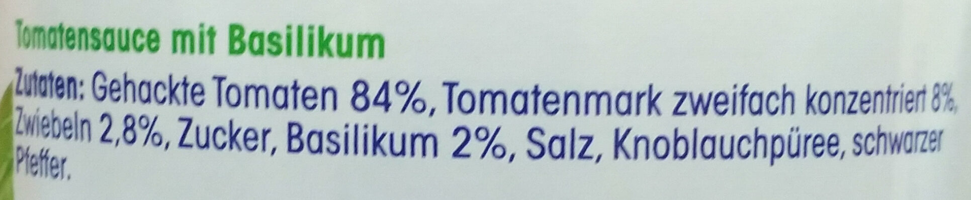 Tomate-Basilikum Pasta-Sauce - Zutaten