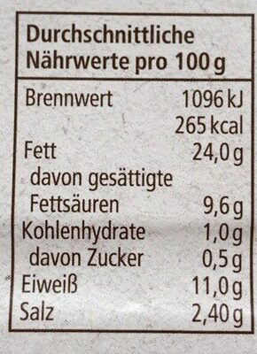 Gelbwurst - Nutrition facts - de