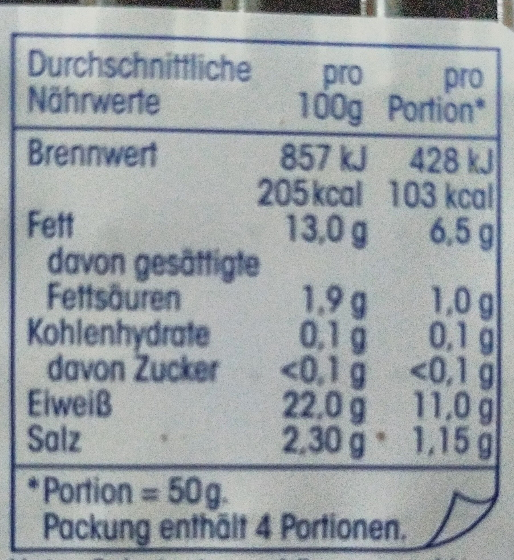 Räucherlach - Nutrition facts
