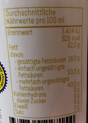 Steirisches Kürbiskernöl g. g. A. - Valori nutrizionali - de