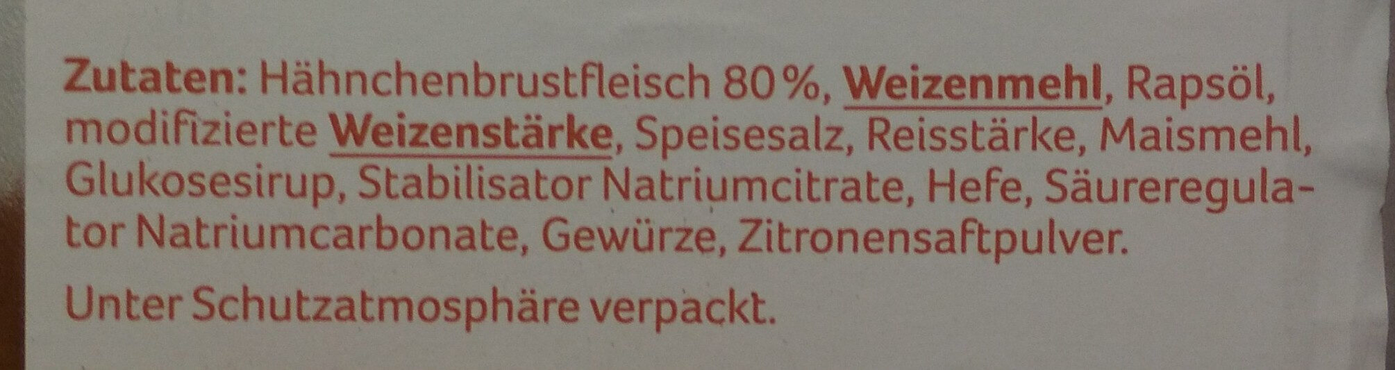 Hähnchen Schnitzel - Ingredients - de